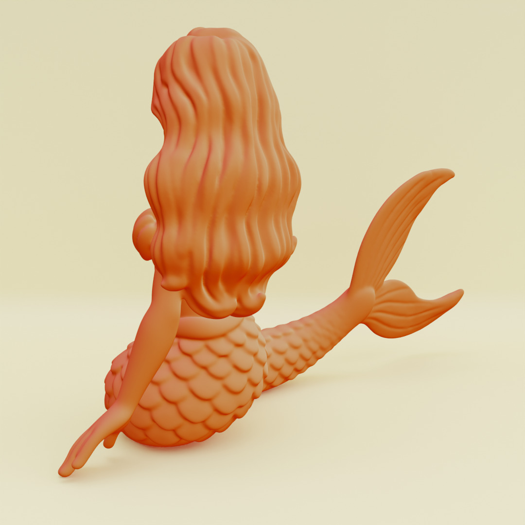 Mermaid Posing Serene Sculpture Printable 3D print model_8