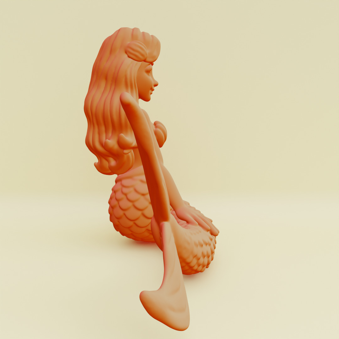 Mermaid Posing Serene Sculpture Printable 3D print model_16