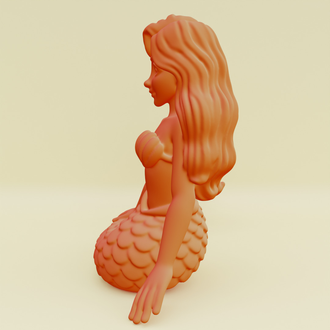 Mermaid Posing Serene Sculpture Printable 3D print model_6
