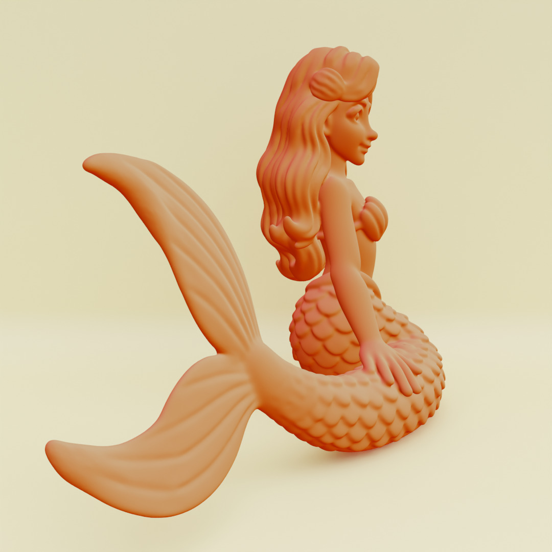 Mermaid Posing Serene Sculpture Printable 3D print model_18
