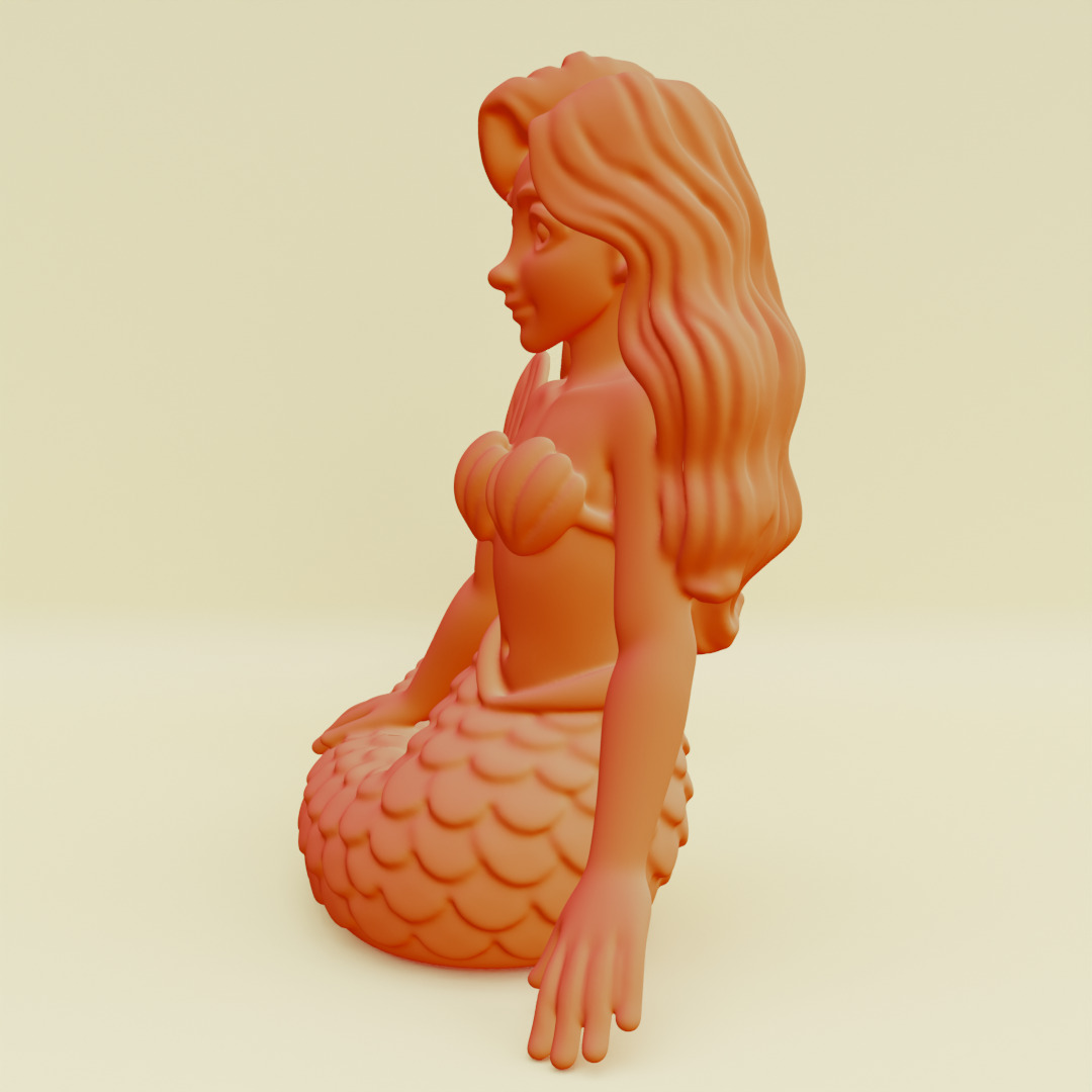 Mermaid Posing Serene Sculpture Printable 3D print model_5