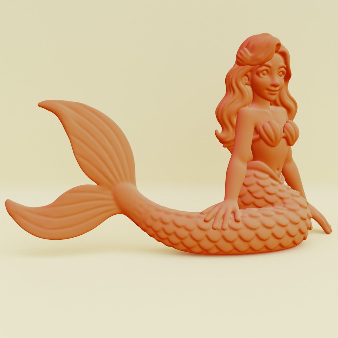 Mermaid Posing Serene Sculpture Printable 3D print model_21