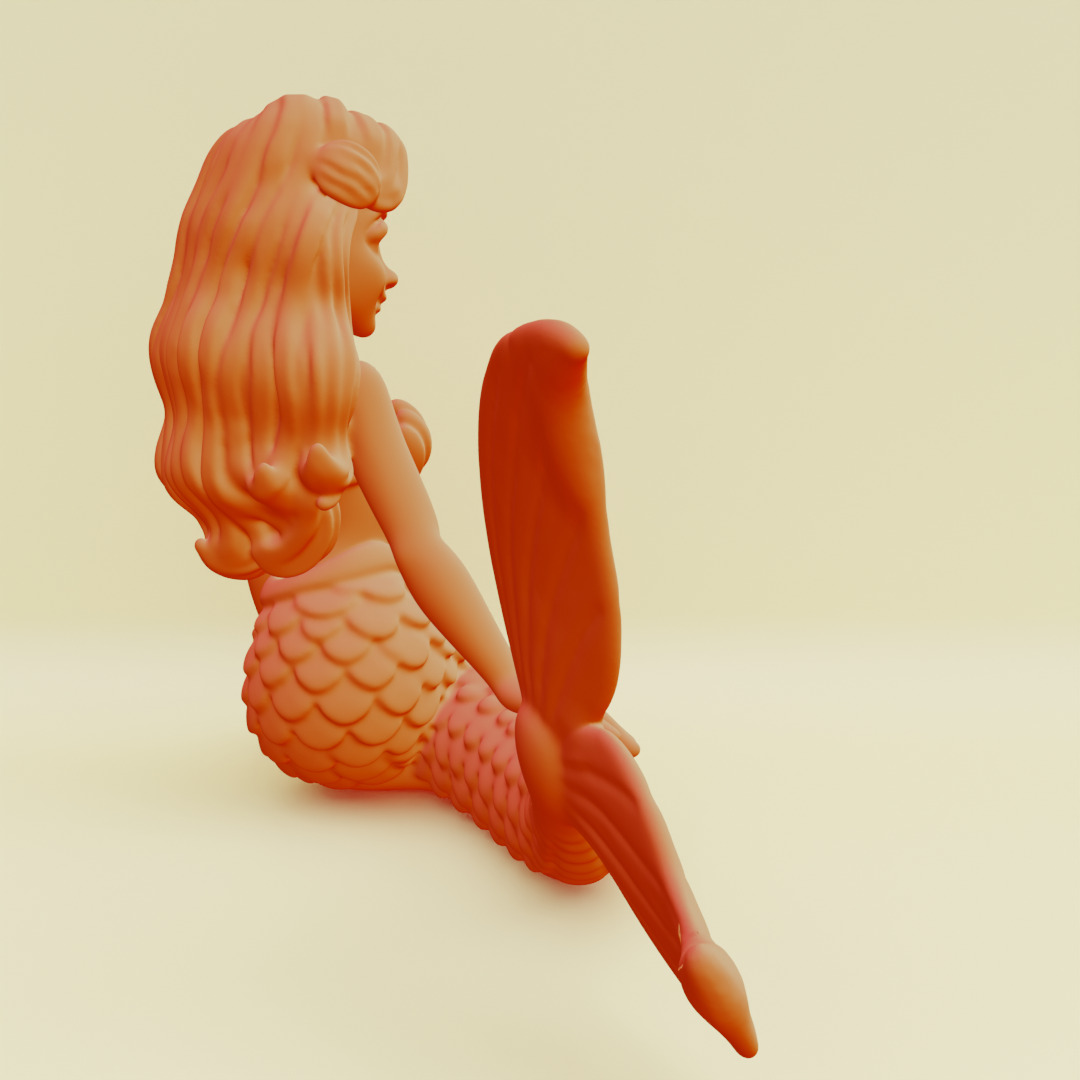 Mermaid Posing Serene Sculpture Printable 3D print model_15