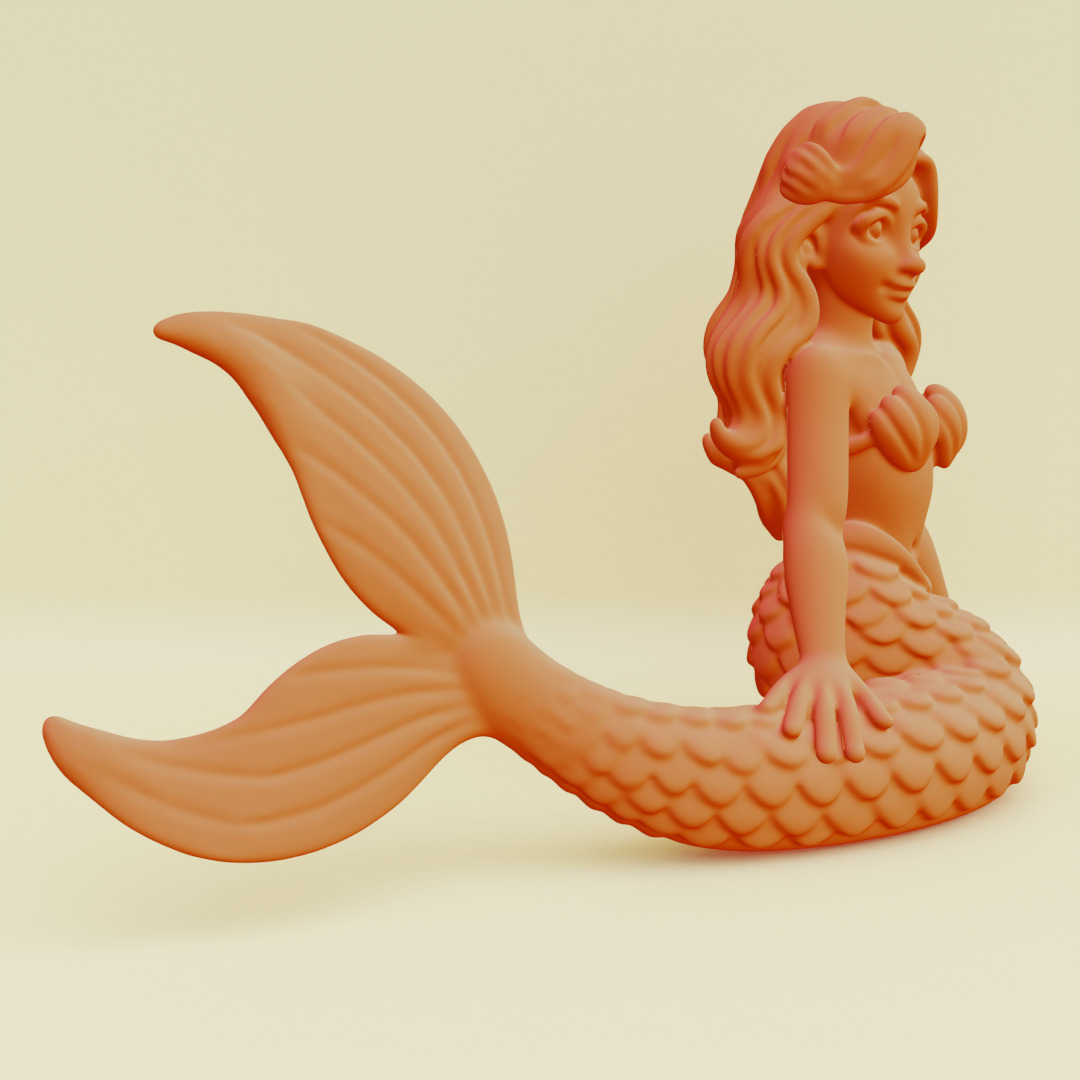 Mermaid Posing Serene Sculpture Printable 3D print model_20