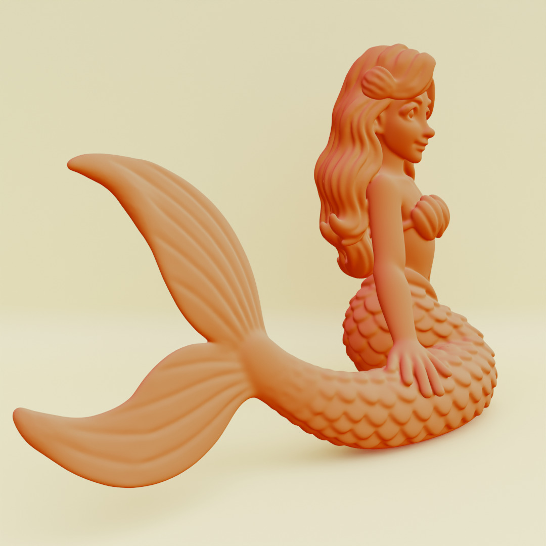 Mermaid Posing Serene Sculpture Printable 3D print model_19