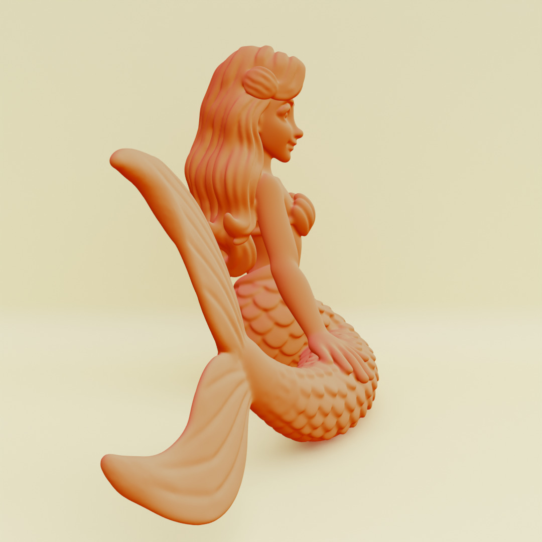Mermaid Posing Serene Sculpture Printable 3D print model_17