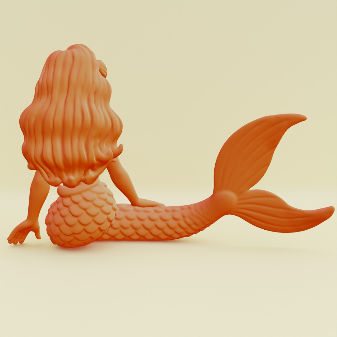 Mermaid Posing Serene Sculpture Printable 3D print model_11