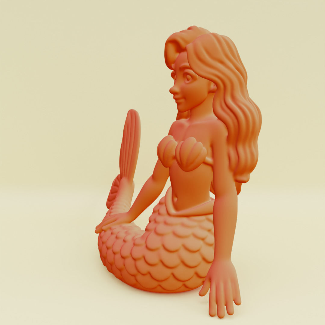 Mermaid Posing Serene Sculpture Printable 3D print model_4