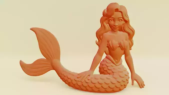 Mermaid Posing Serene Sculpture Printable