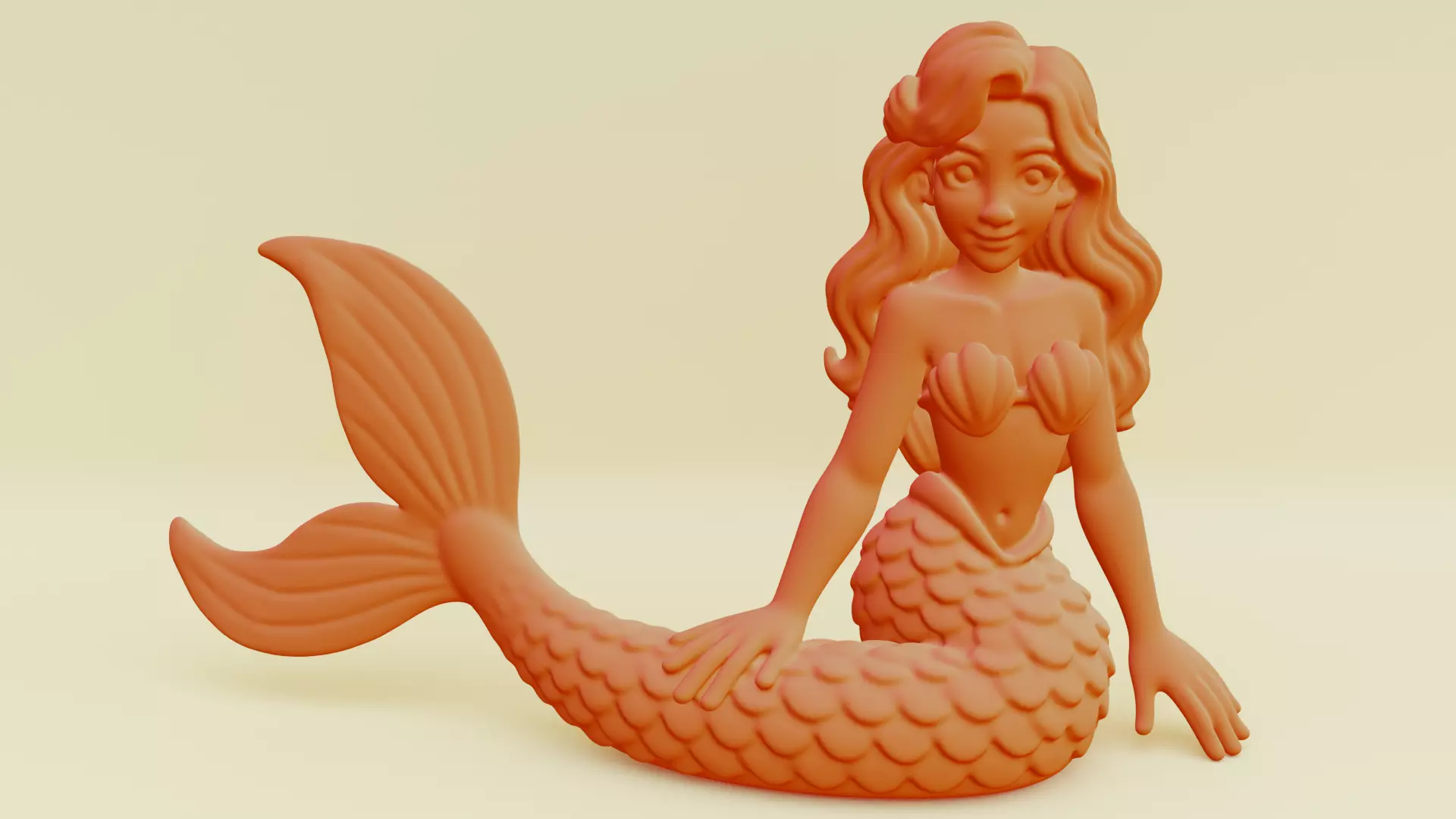 Mermaid Posing Serene Sculpture Printable 3D print model_0