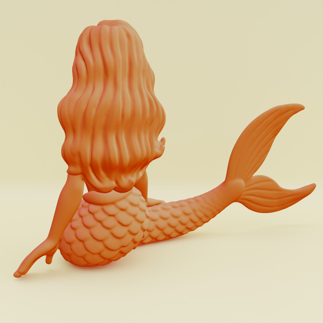 Mermaid Posing Serene Sculpture Printable 3D print model_9