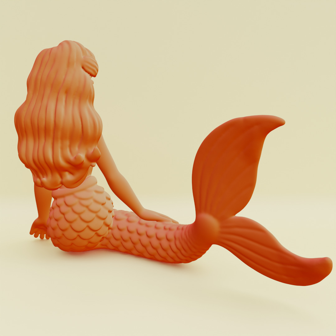 Mermaid Posing Serene Sculpture Printable 3D print model_13