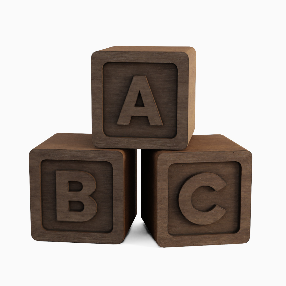 Wooden ABC Blocks 03 Low-poly 3D model_2