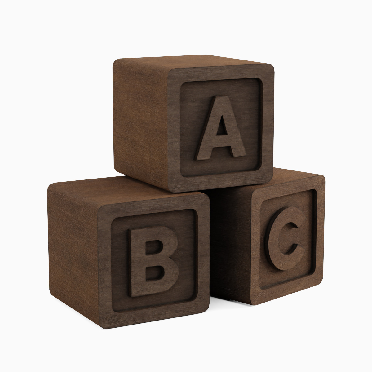 Wooden ABC Blocks 03 Low-poly 3D model_3