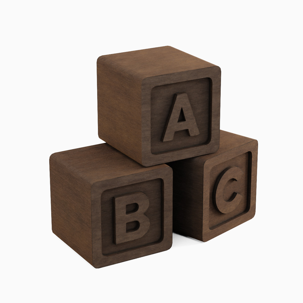 Wooden ABC Blocks 03 Low-poly 3D model_5