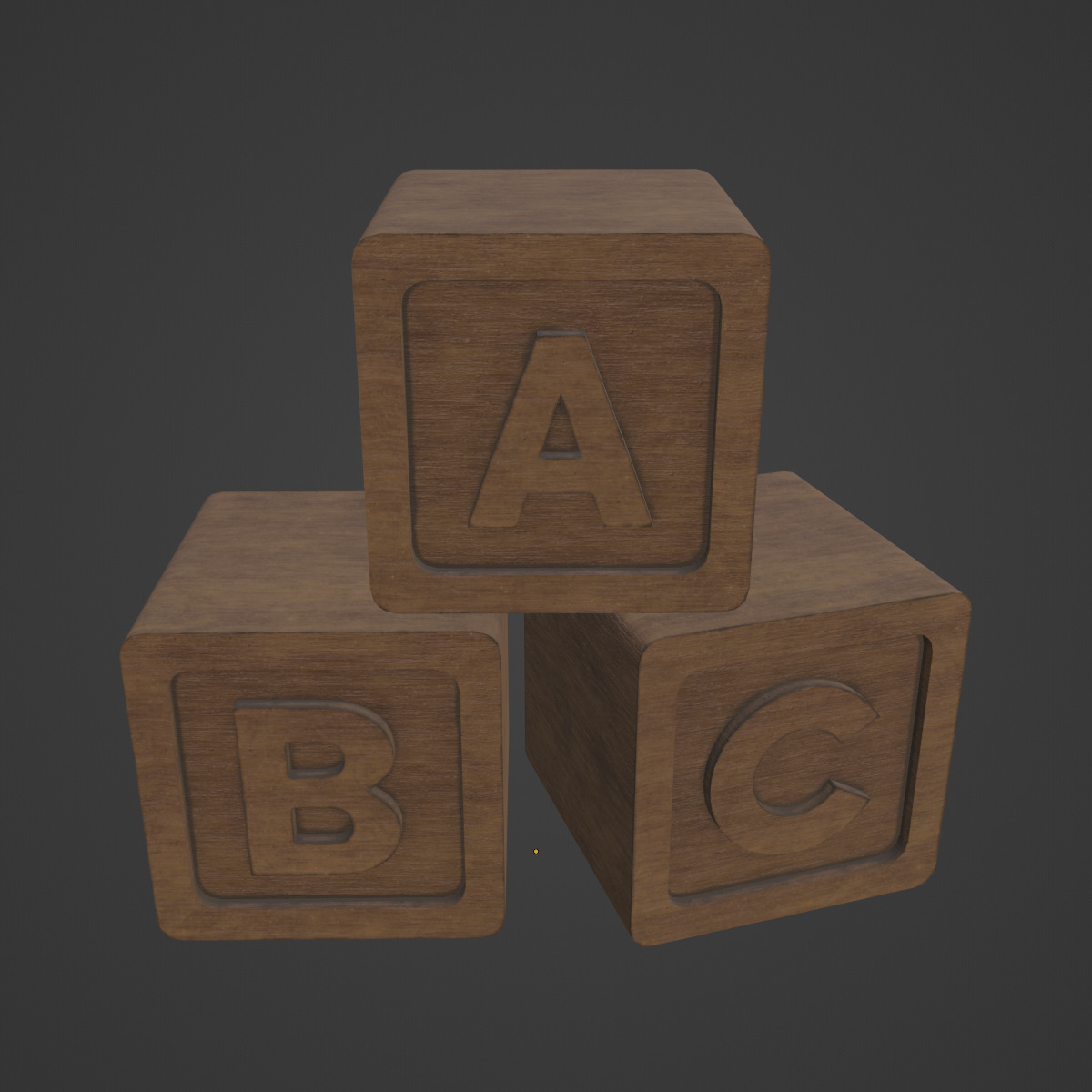 Wooden ABC Blocks 03 Low-poly 3D model_6