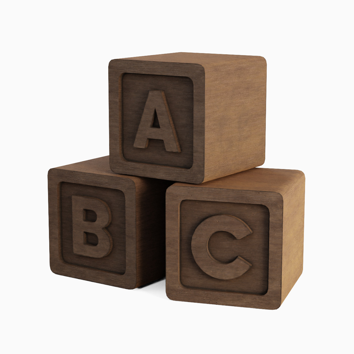 Wooden ABC Blocks 03 Low-poly 3D model_1