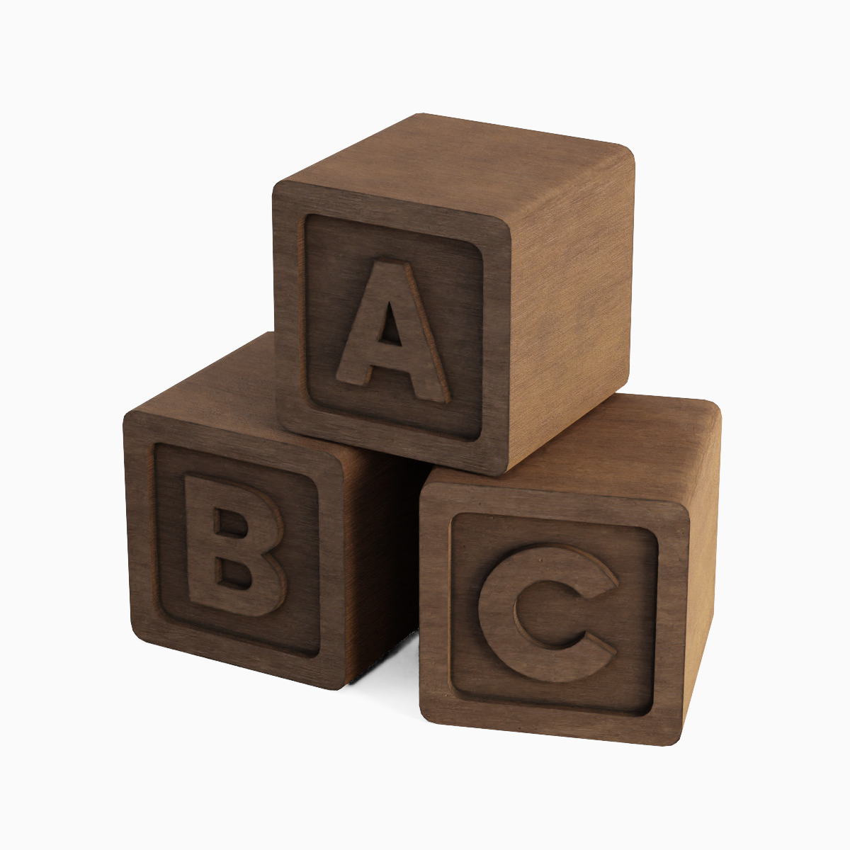 Wooden ABC Blocks 03 Low-poly 3D model_4