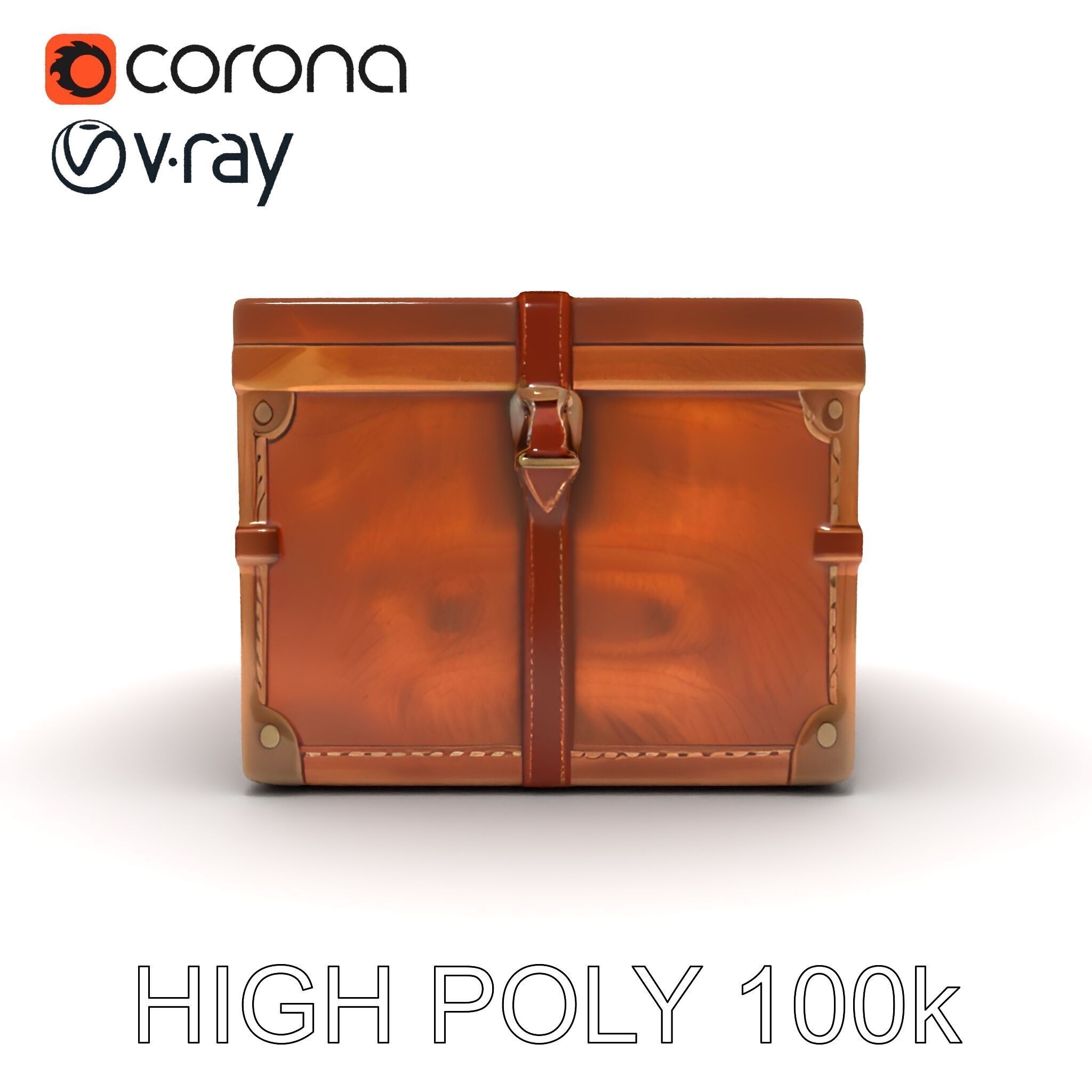 Vintage Wooden Trunk Model Pack for Decor Apps Low-poly 3D model_26