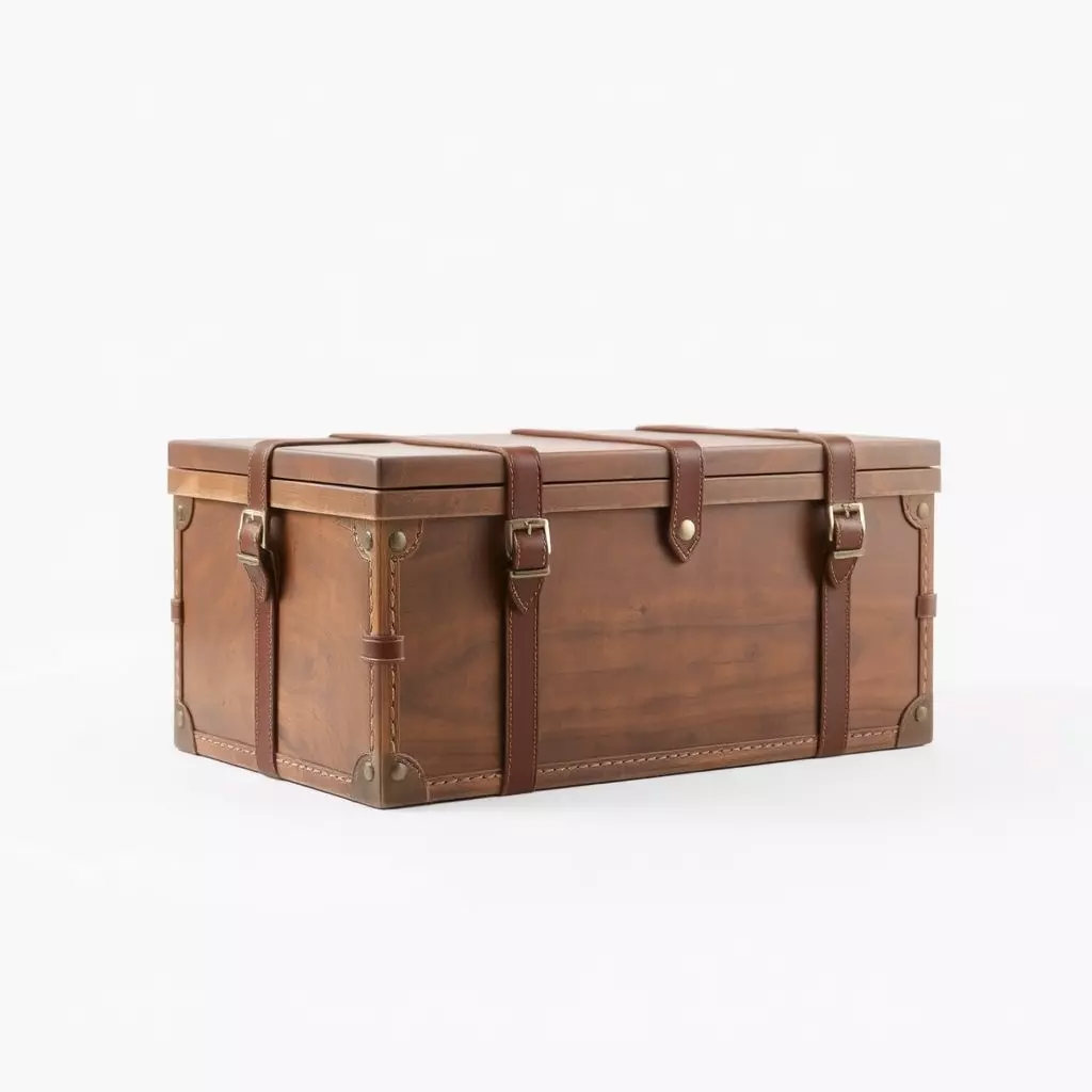Vintage Wooden Trunk Model Pack for Decor Apps Low-poly 3D model_0