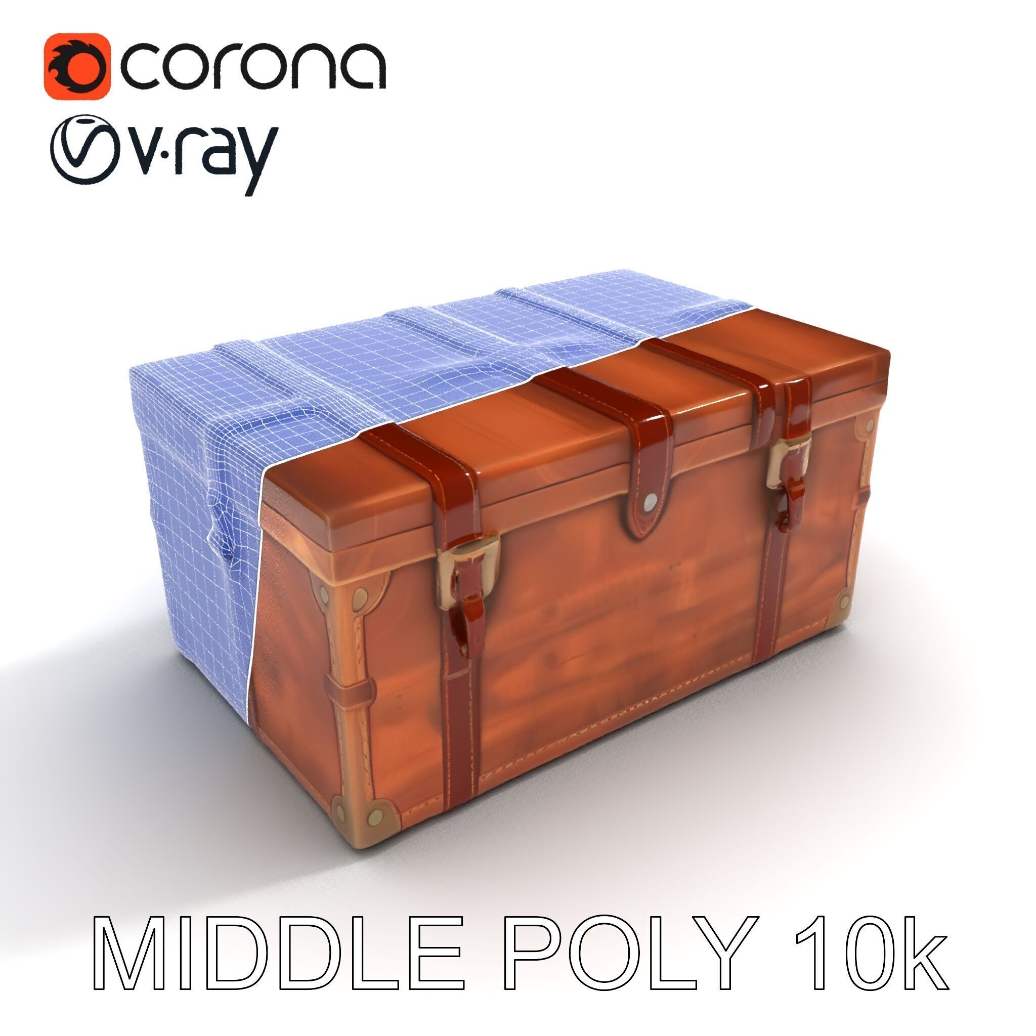 Vintage Wooden Trunk Model Pack for Decor Apps Low-poly 3D model_6