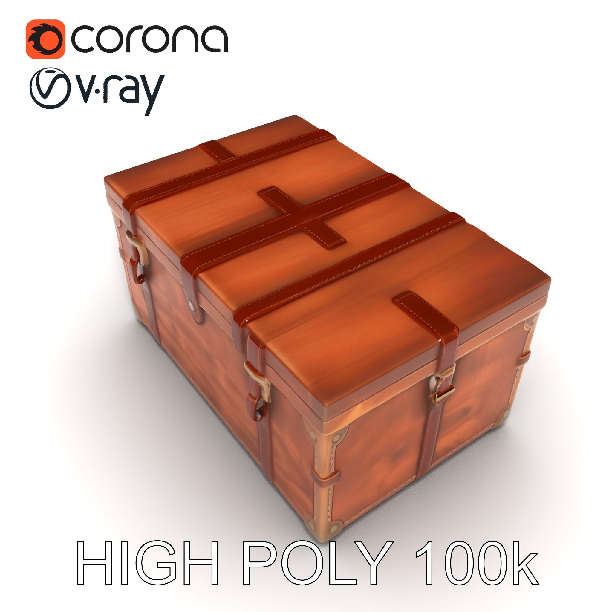 Vintage Wooden Trunk Model Pack for Decor Apps Low-poly 3D model_29