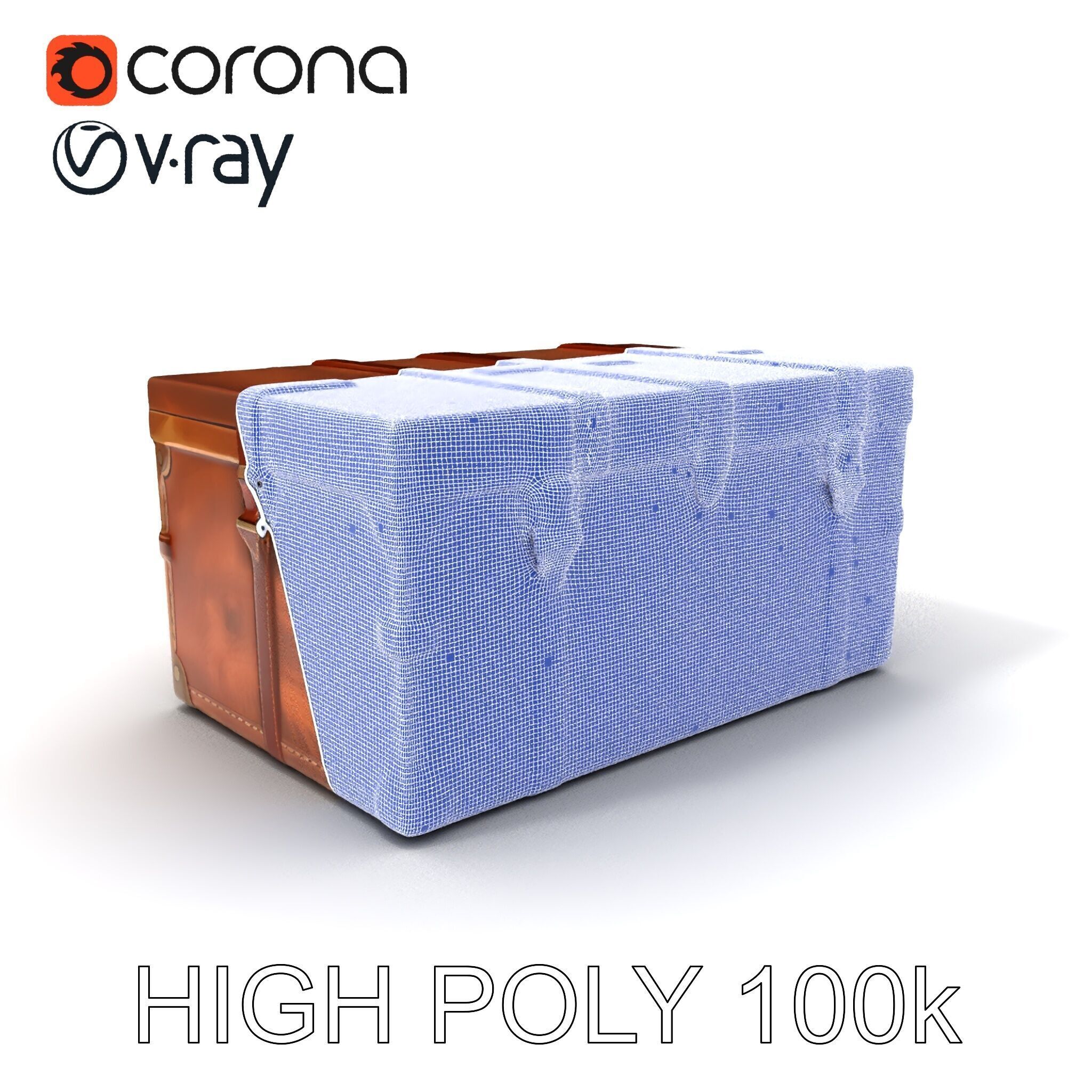 Vintage Wooden Trunk Model Pack for Decor Apps Low-poly 3D model_4