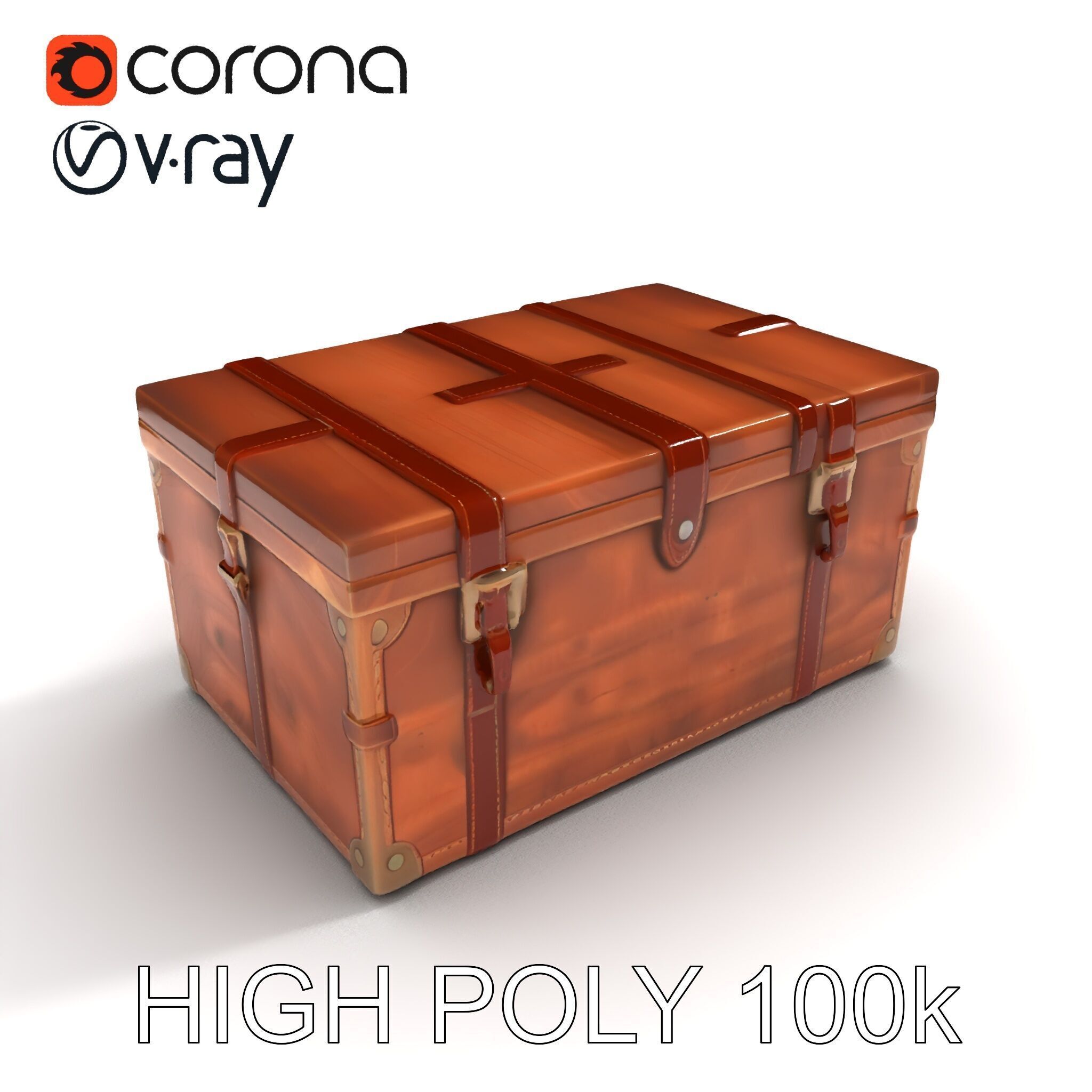 Vintage Wooden Trunk Model Pack for Decor Apps Low-poly 3D model_19