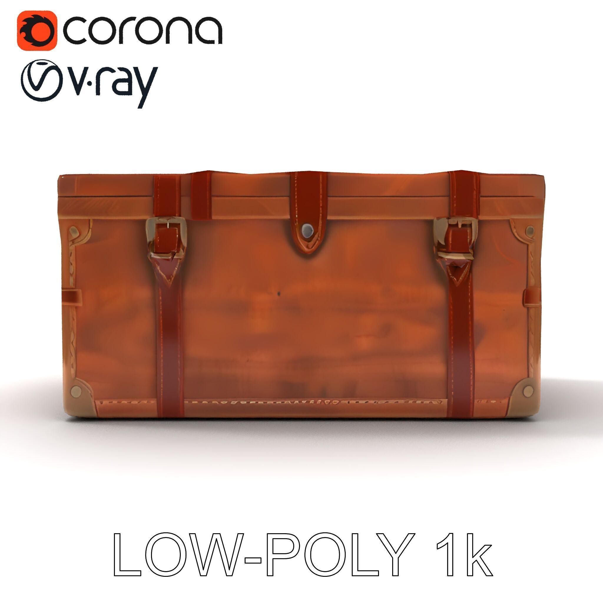 Vintage Wooden Trunk Model Pack for Decor Apps Low-poly 3D model_31