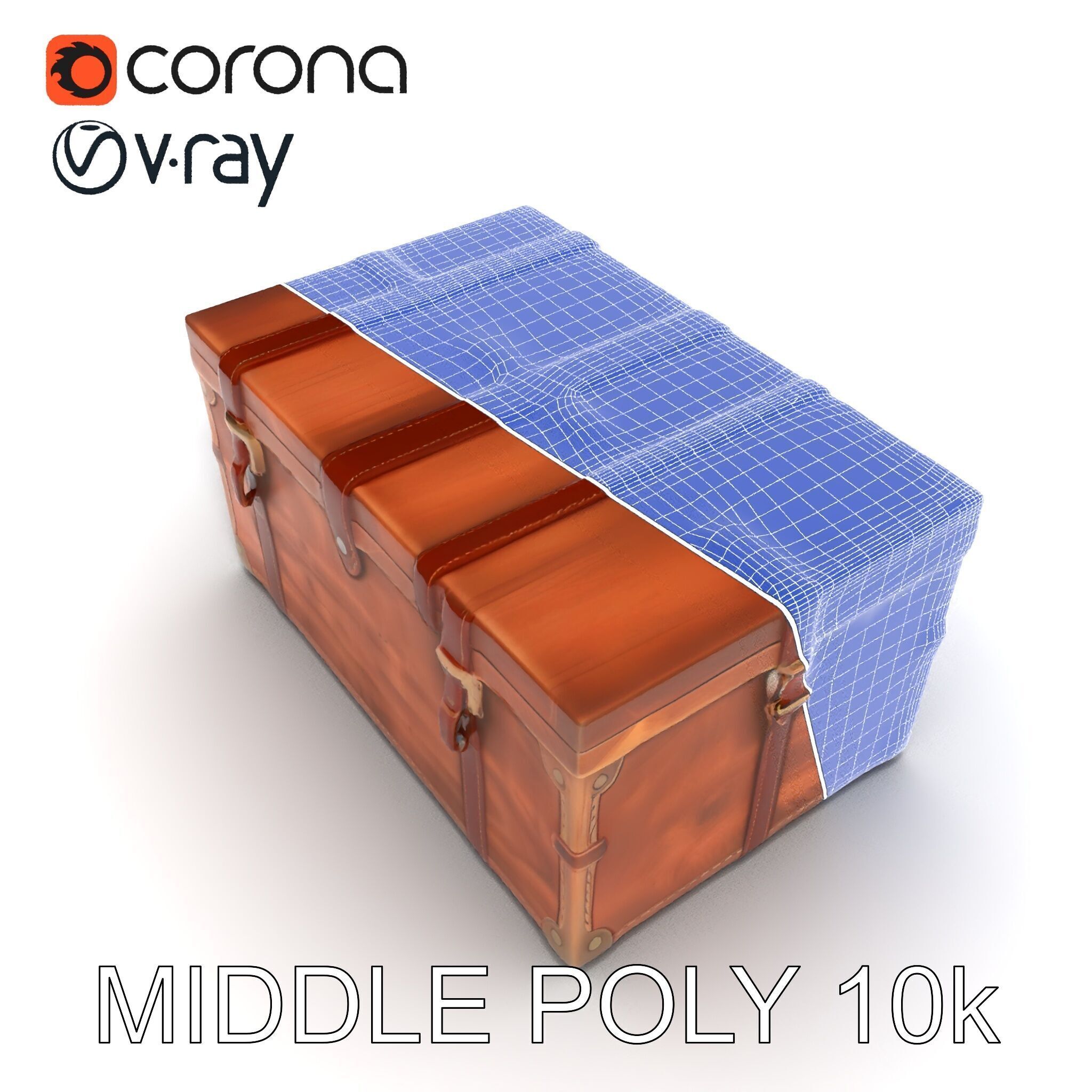 Vintage Wooden Trunk Model Pack for Decor Apps Low-poly 3D model_22