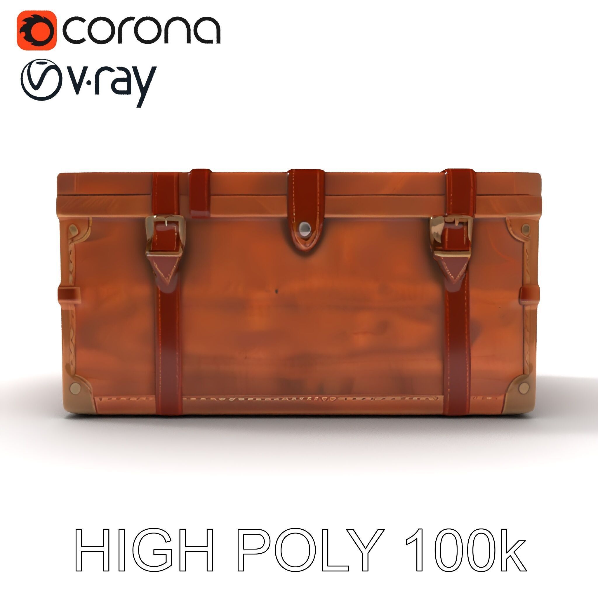 Vintage Wooden Trunk Model Pack for Decor Apps Low-poly 3D model_11