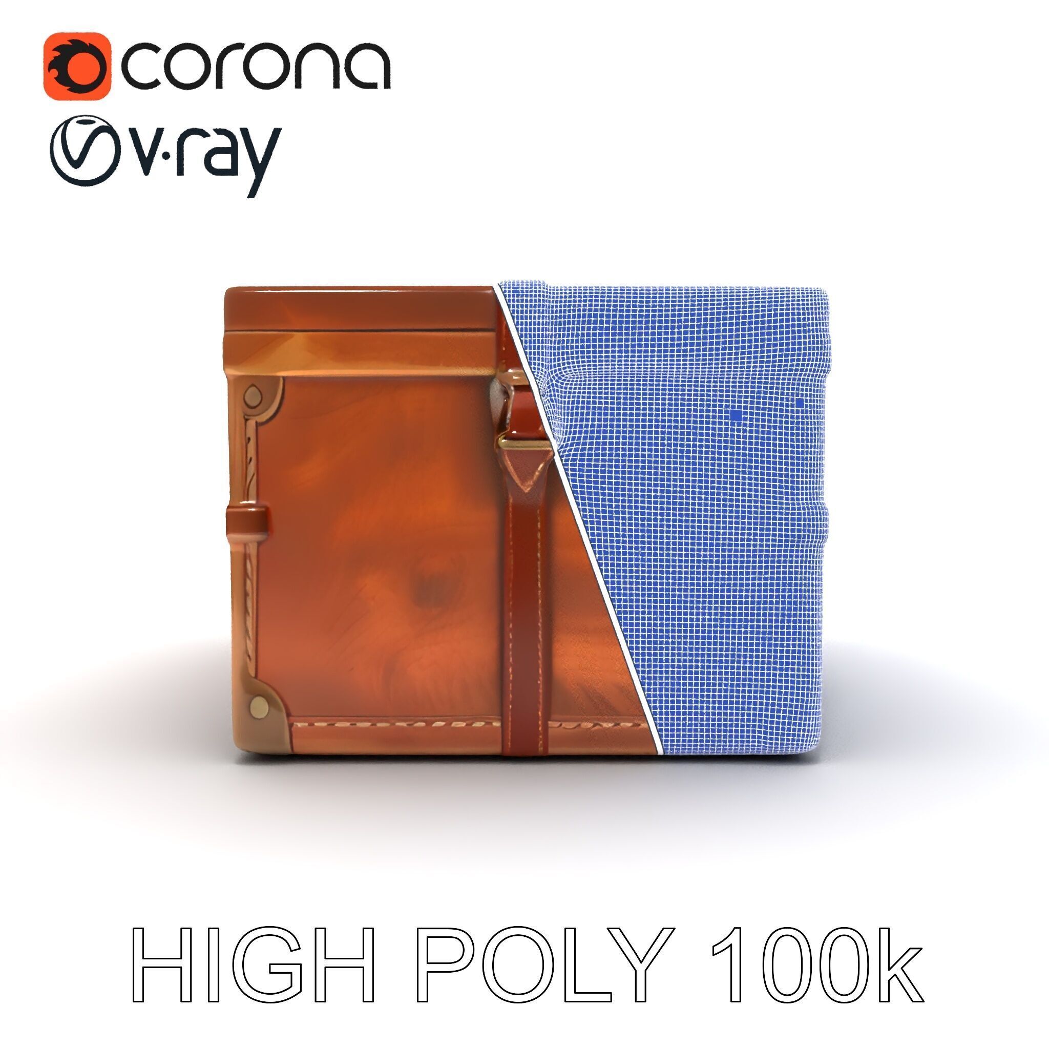 Vintage Wooden Trunk Model Pack for Decor Apps Low-poly 3D model_8