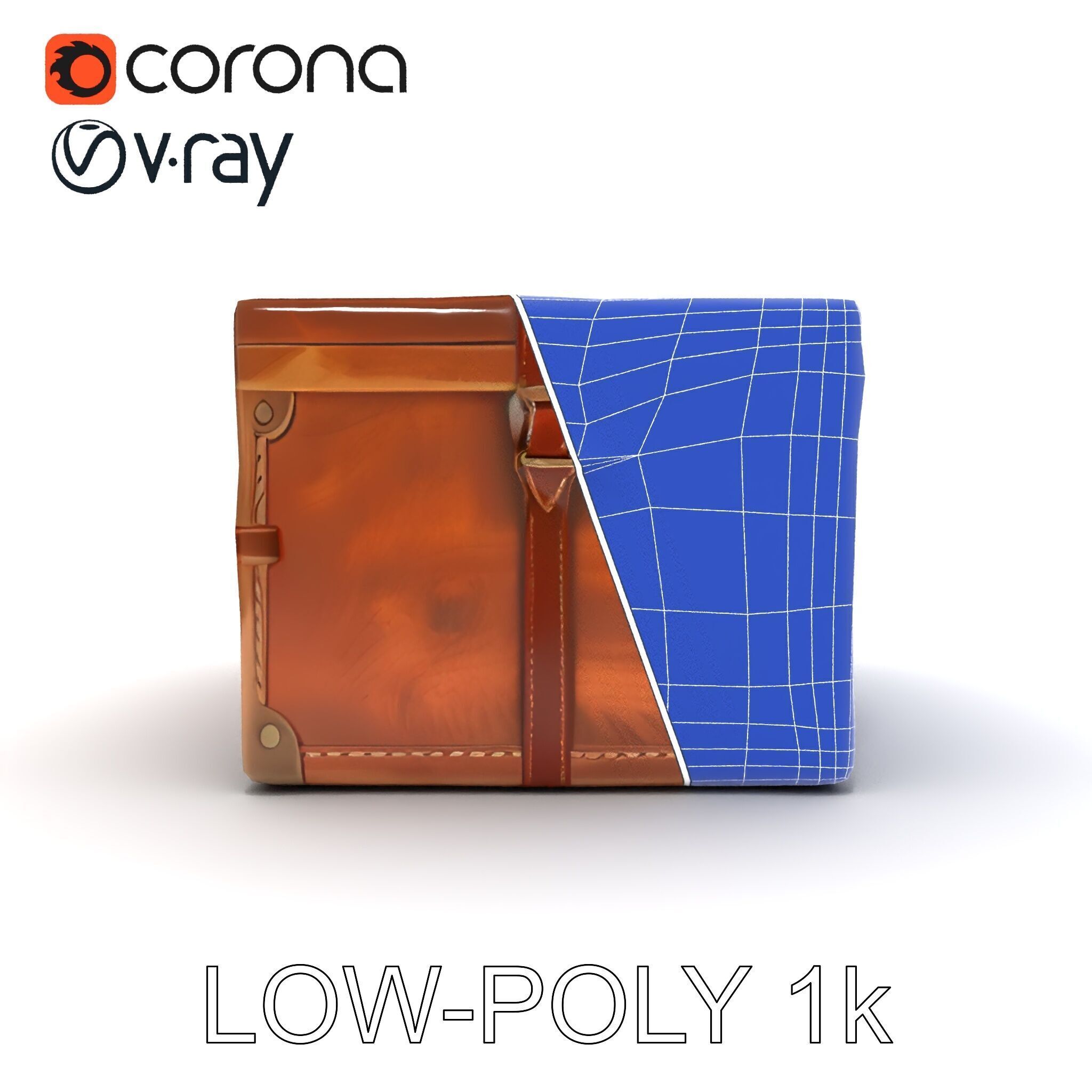 Vintage Wooden Trunk Model Pack for Decor Apps Low-poly 3D model_23