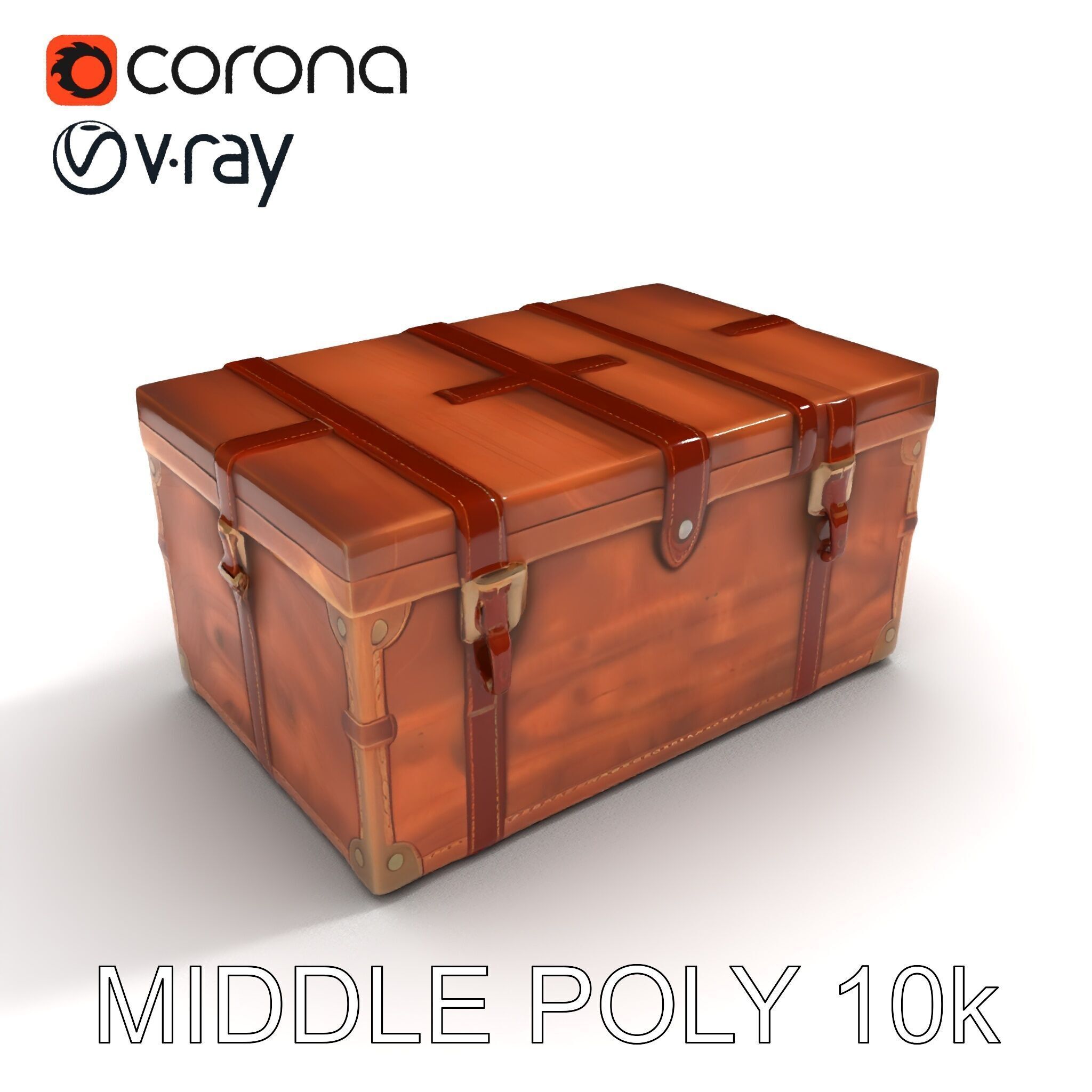 Vintage Wooden Trunk Model Pack for Decor Apps Low-poly 3D model_9