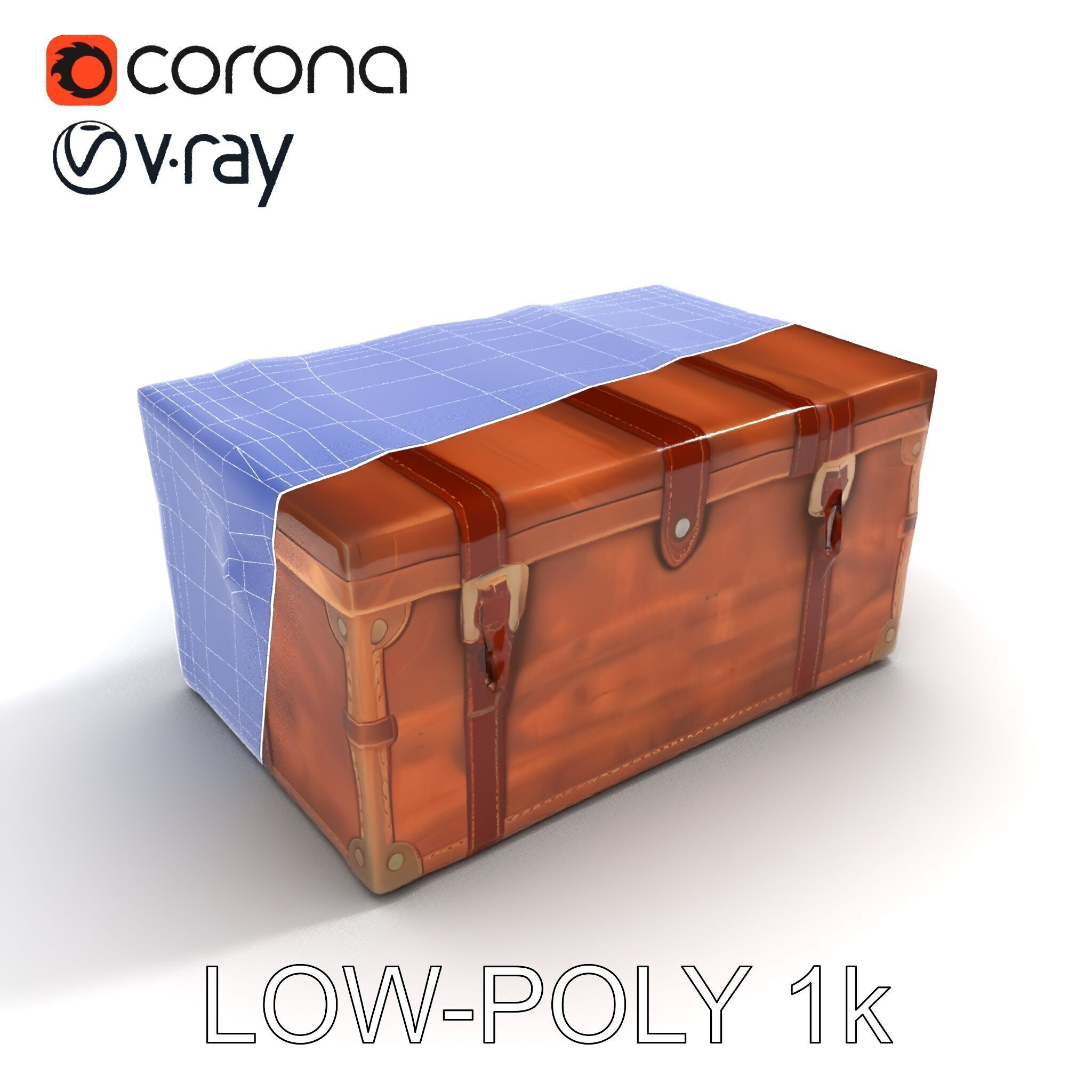 Vintage Wooden Trunk Model Pack for Decor Apps Low-poly 3D model_34