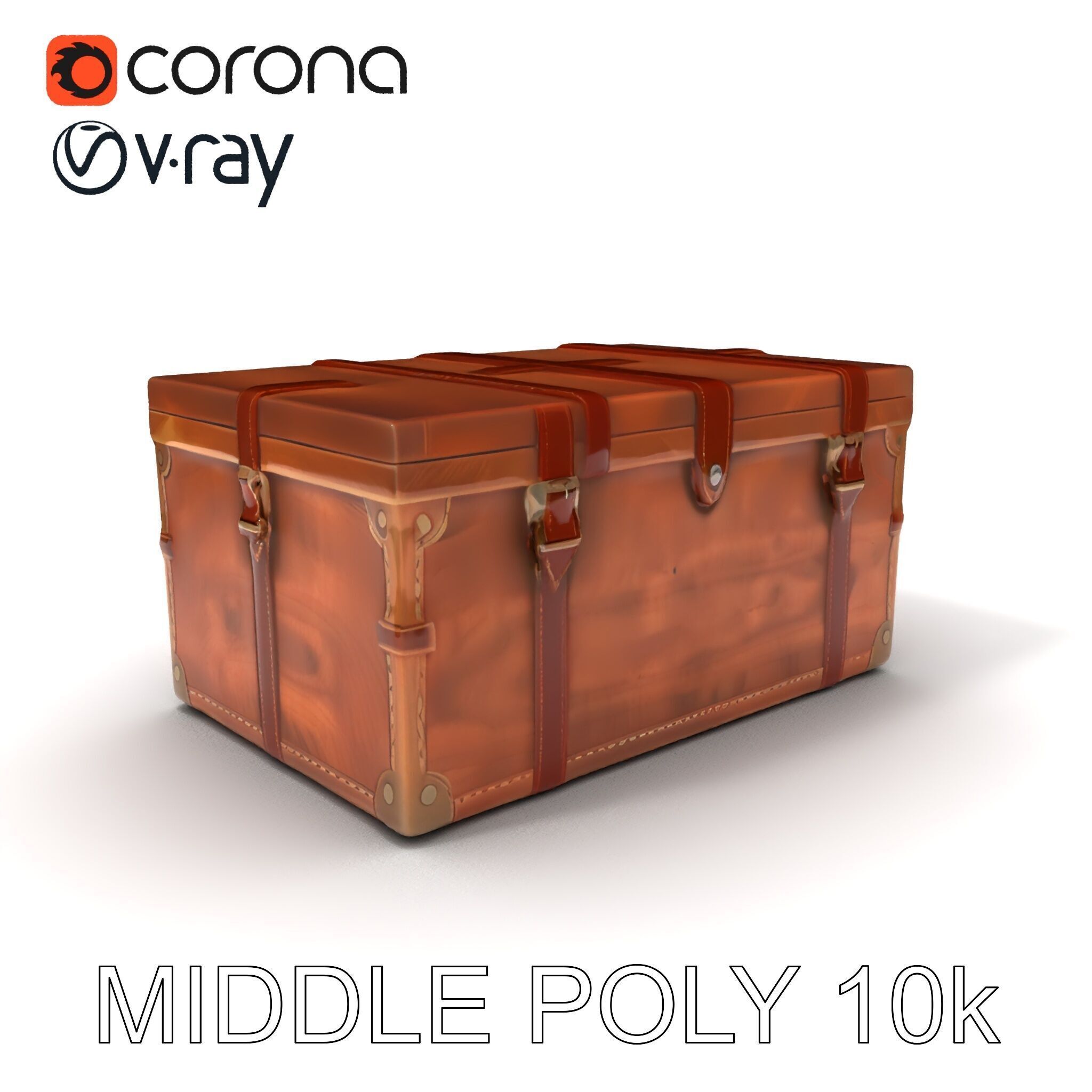Vintage Wooden Trunk Model Pack for Decor Apps Low-poly 3D model_12