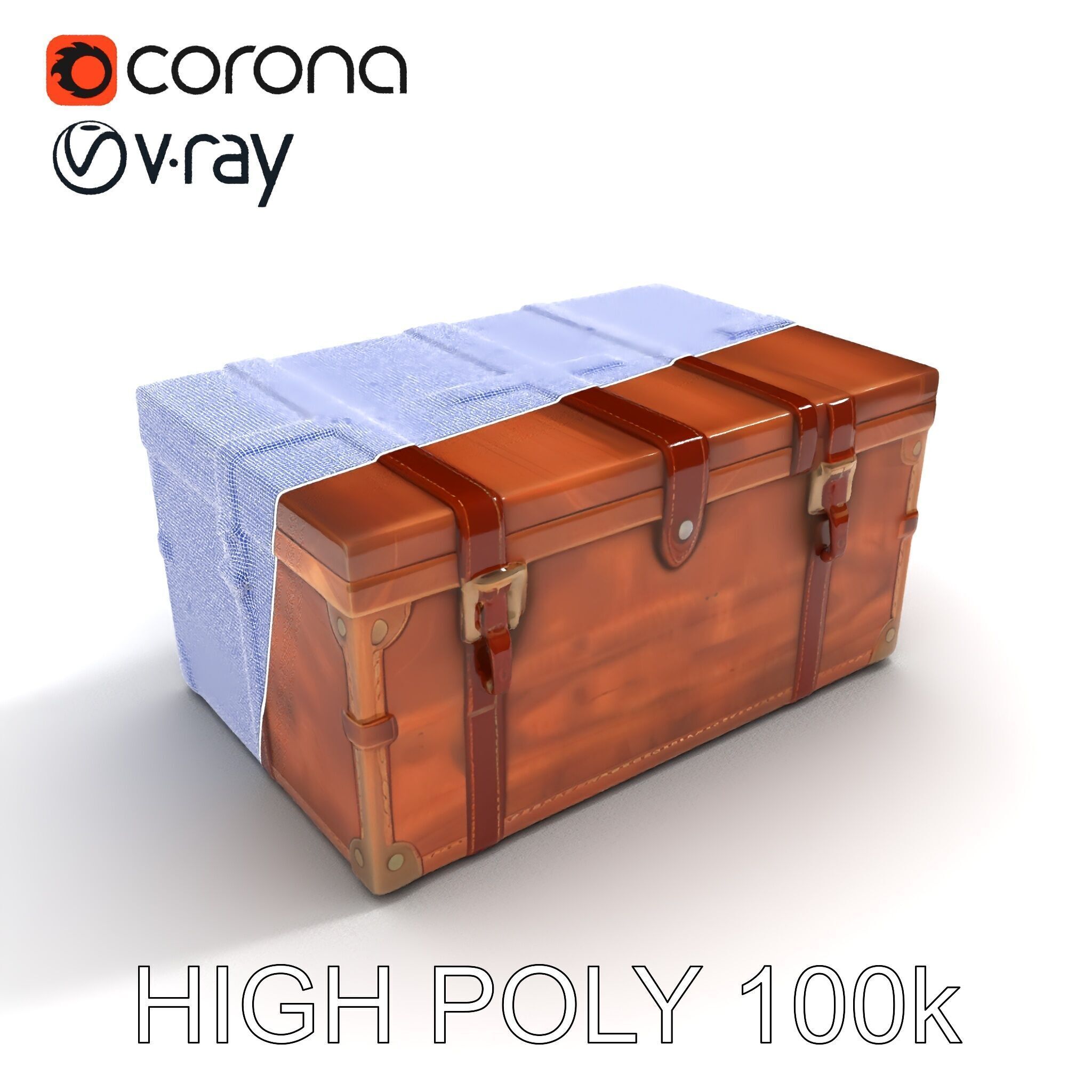 Vintage Wooden Trunk Model Pack for Decor Apps Low-poly 3D model_35