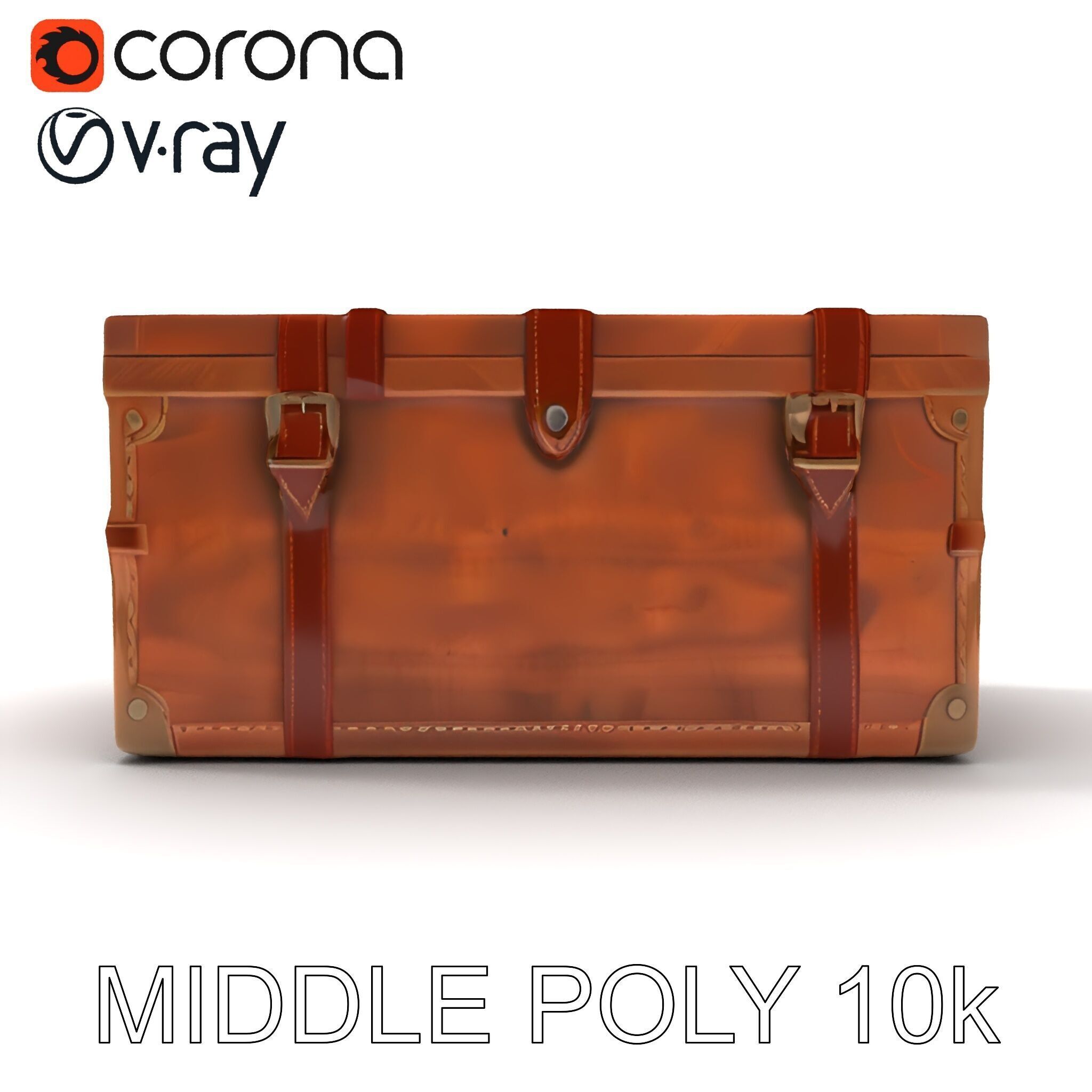 Vintage Wooden Trunk Model Pack for Decor Apps Low-poly 3D model_33