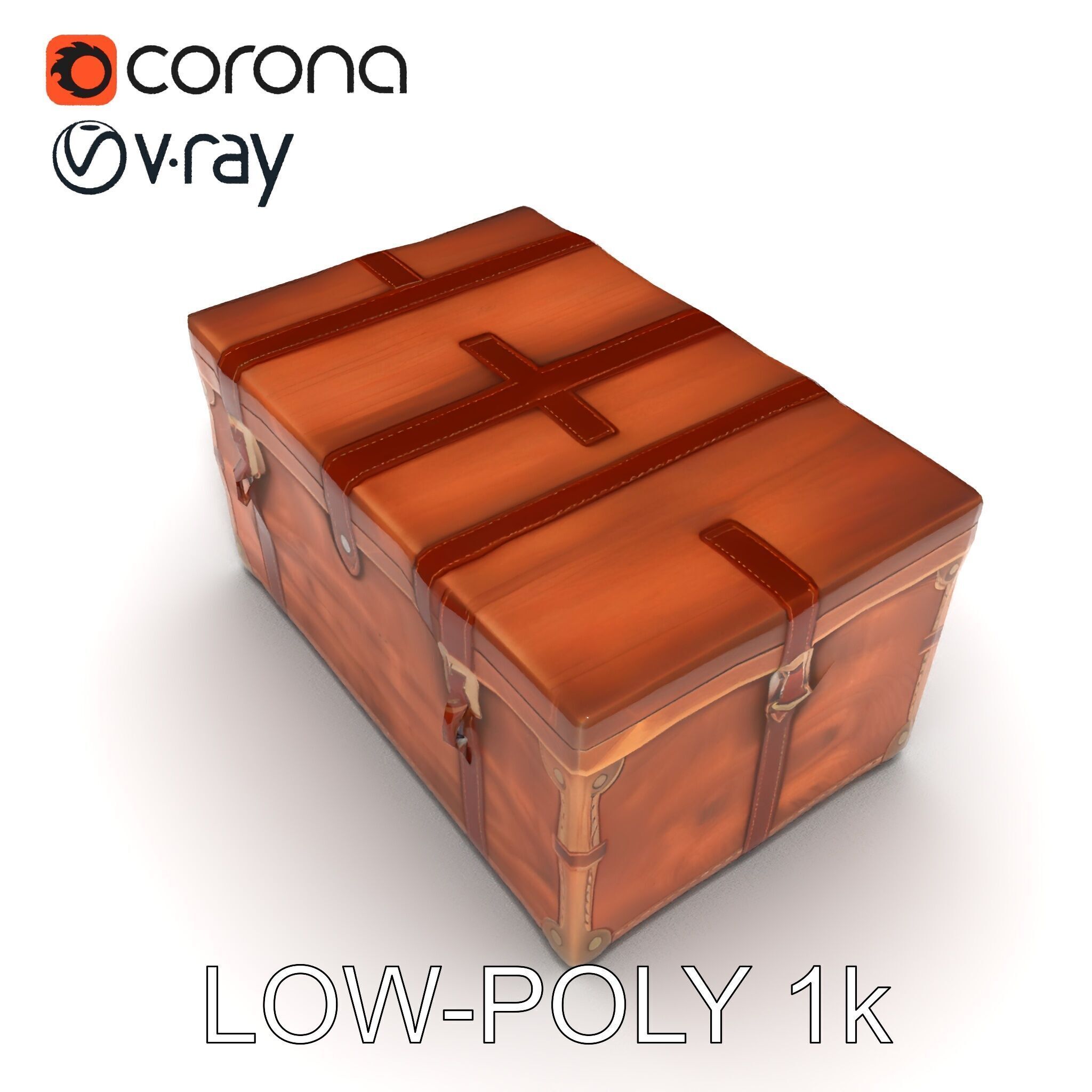 Vintage Wooden Trunk Model Pack for Decor Apps Low-poly 3D model_18