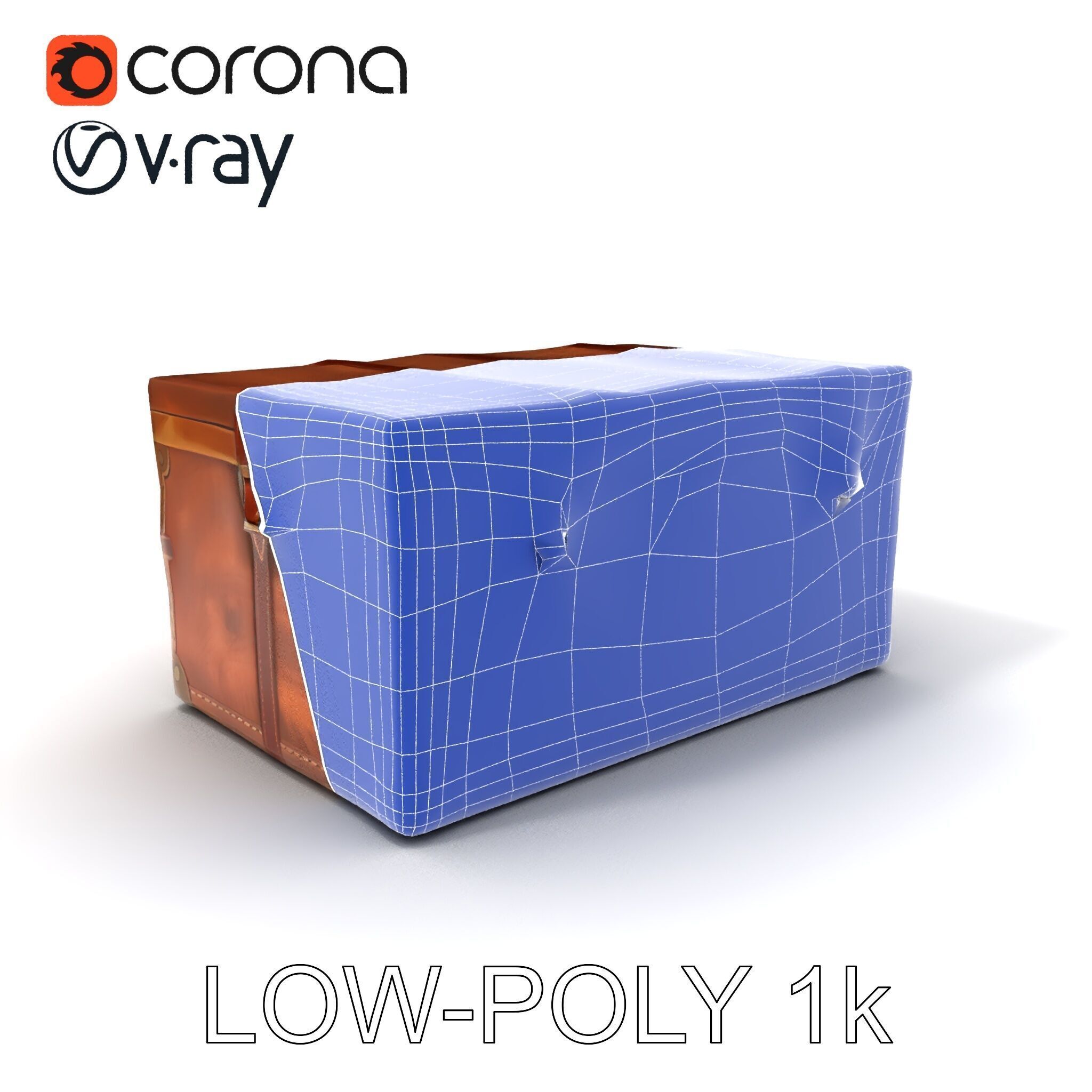 Vintage Wooden Trunk Model Pack for Decor Apps Low-poly 3D model_28