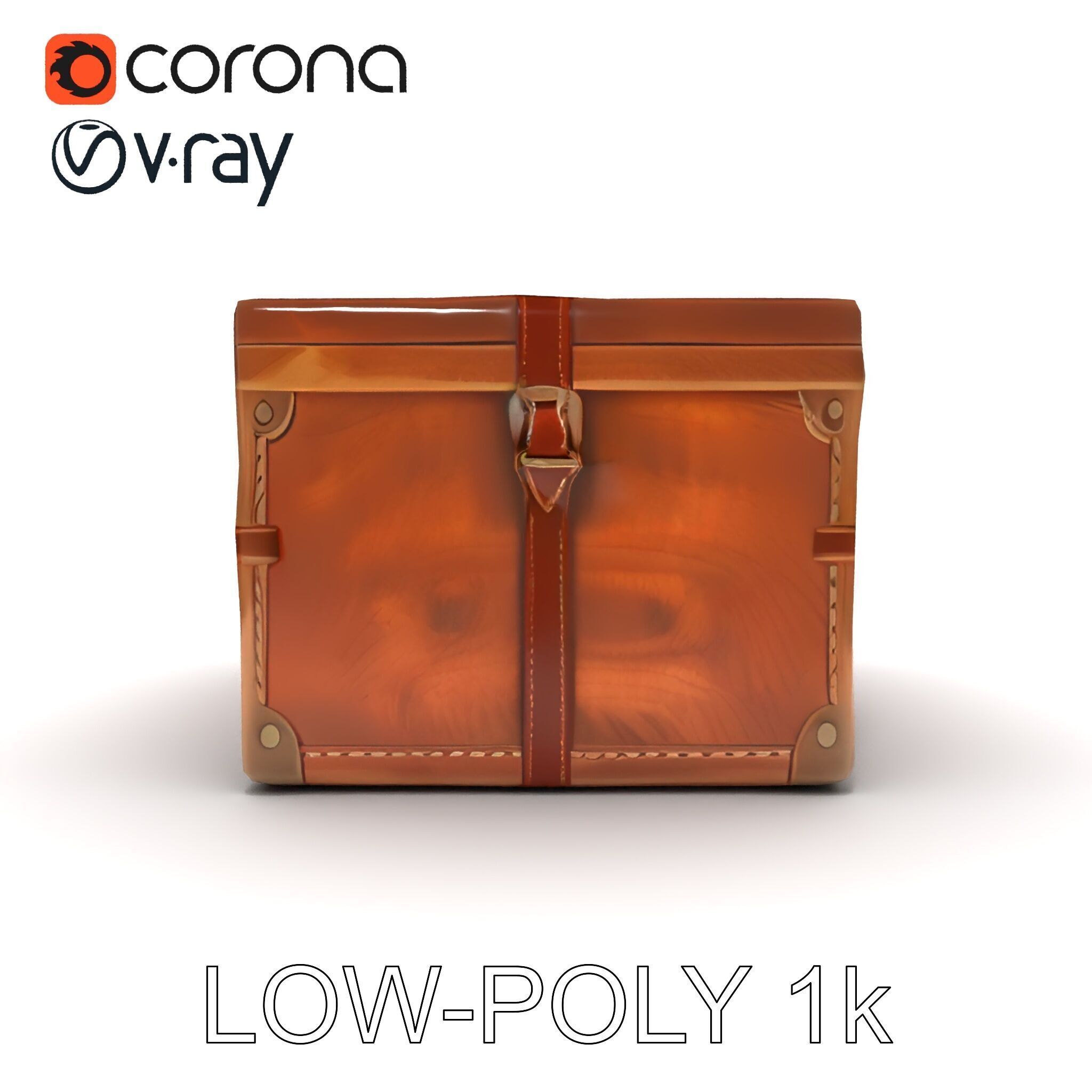 Vintage Wooden Trunk Model Pack for Decor Apps Low-poly 3D model_13