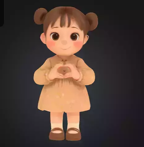 Adorable 3D Girl love Doll - Ready-to-Use Blender 