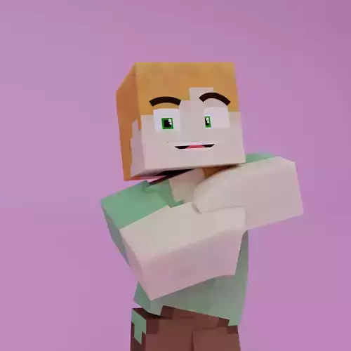 Minecraft Alex 3D with Run Animation and Expressions Low-poly 3D model