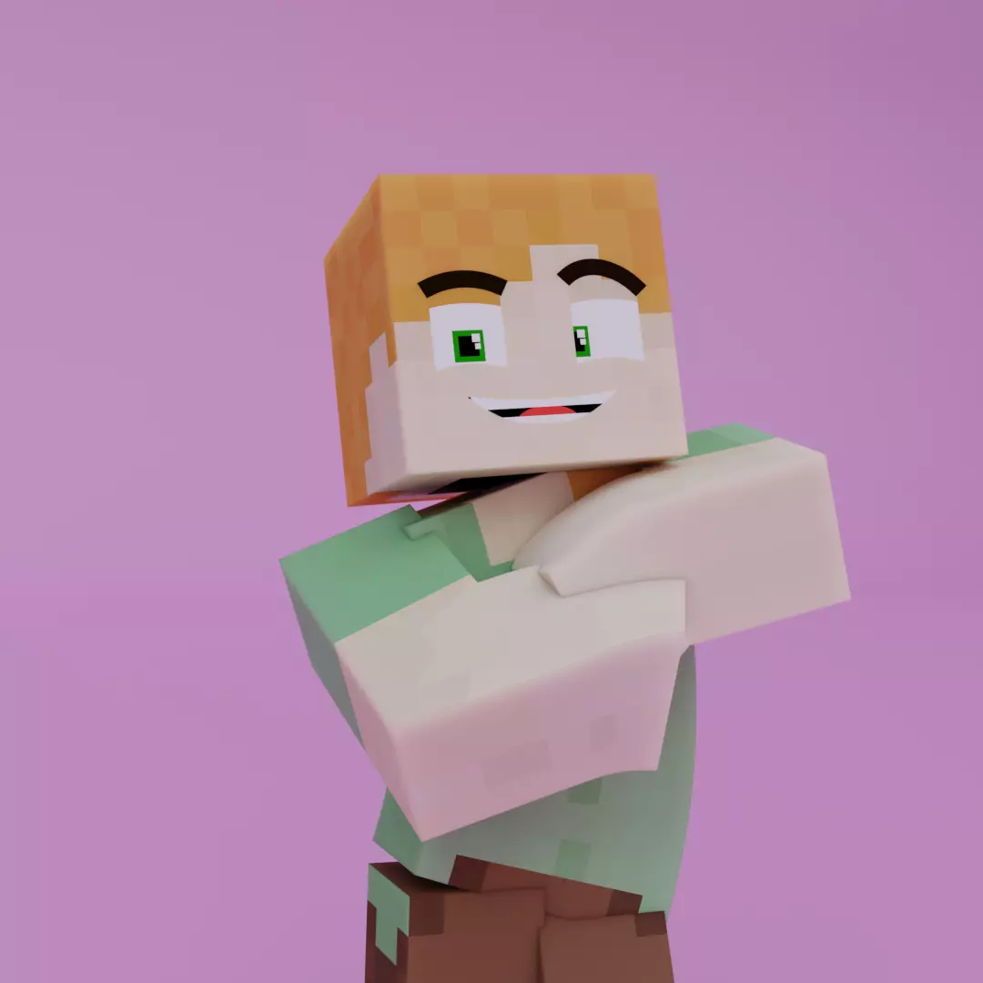 Minecraft Alex 3D with Run Animation and Expressions Low-poly 3D model
