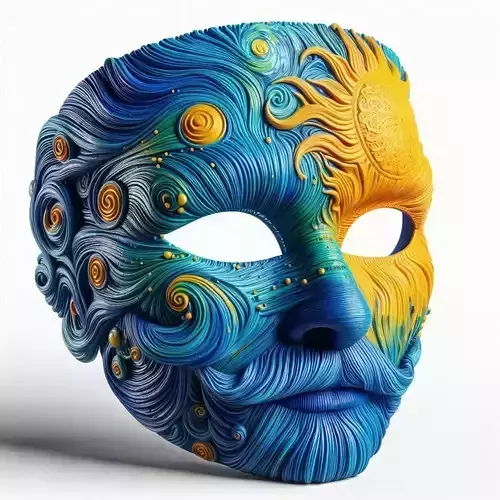 Van Gogh Style Carnival Mask for Artistic Display