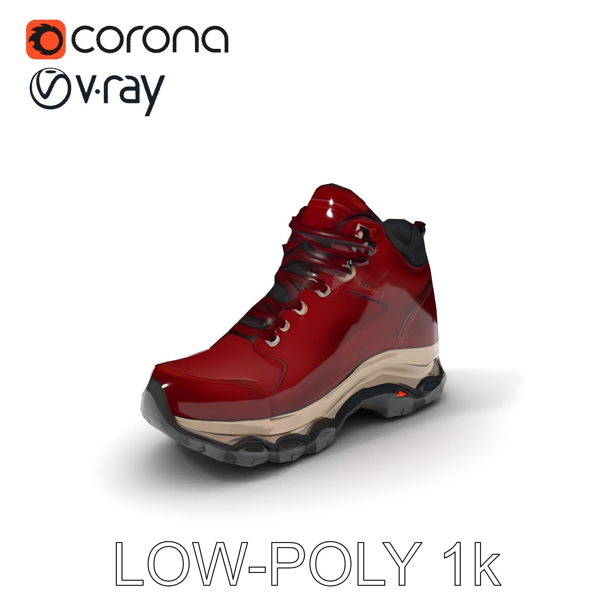 Rugged Hiking Boot D Model Pack Low-poly 3D model_23