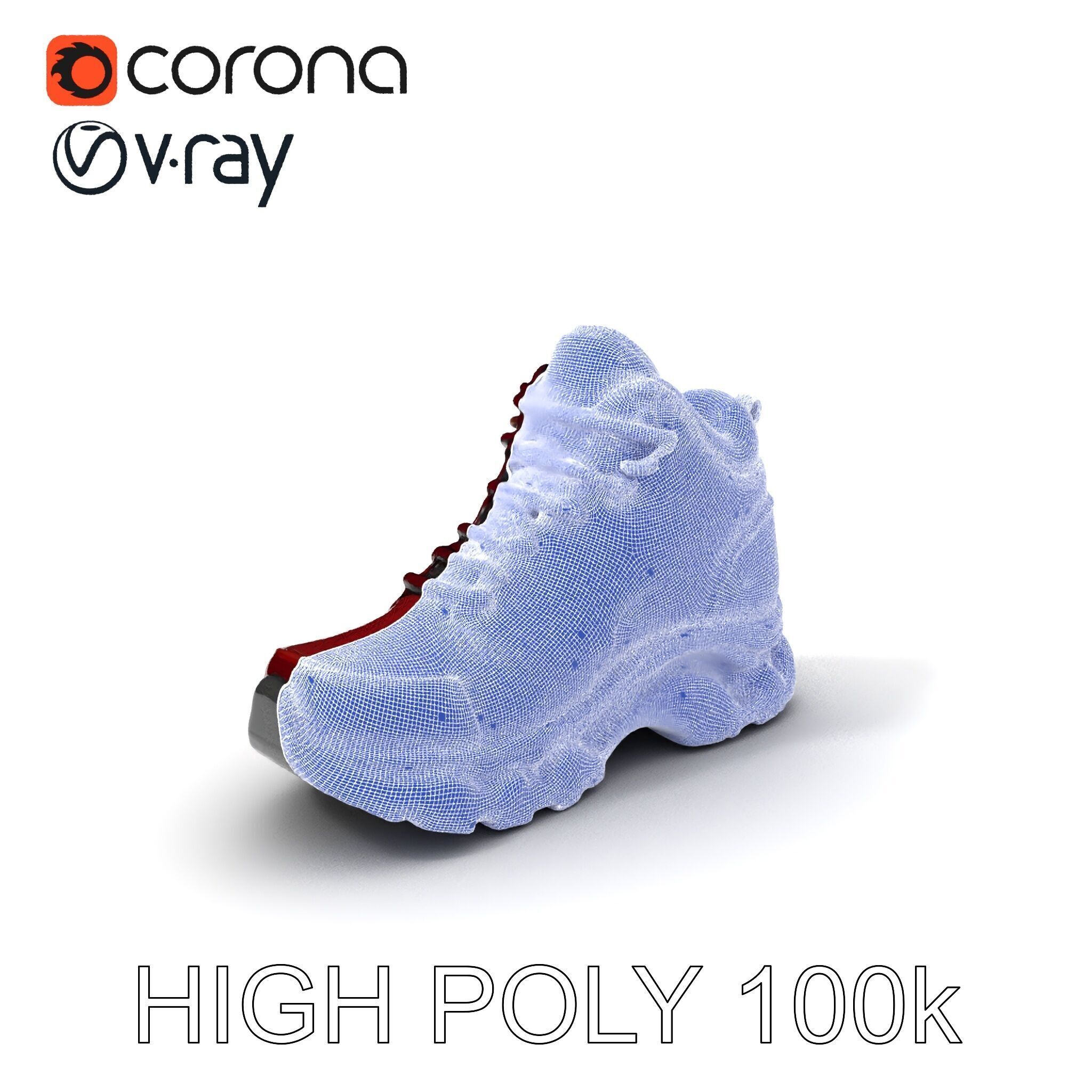 Rugged Hiking Boot D Model Pack Low-poly 3D model_4