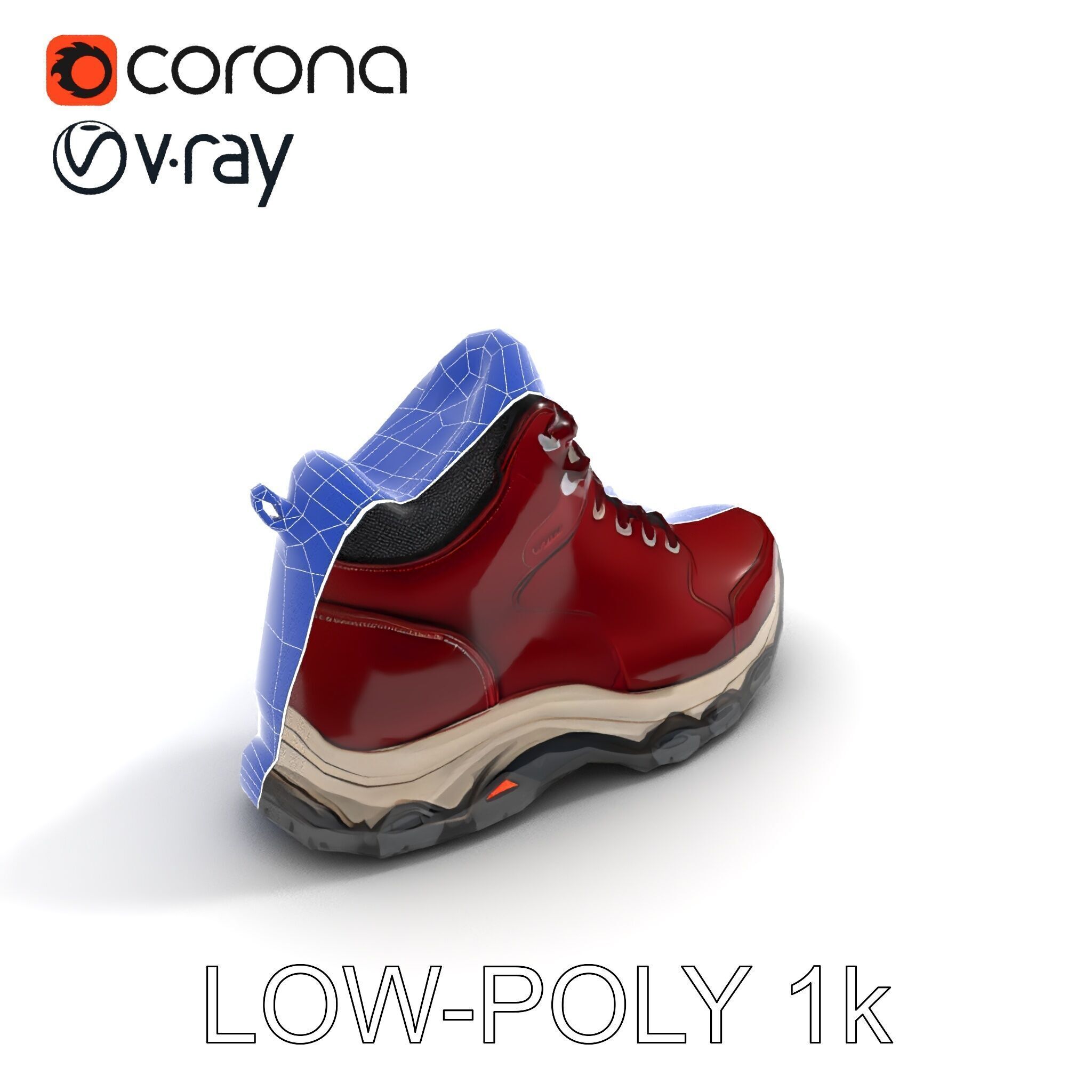 Rugged Hiking Boot D Model Pack Low-poly 3D model_26