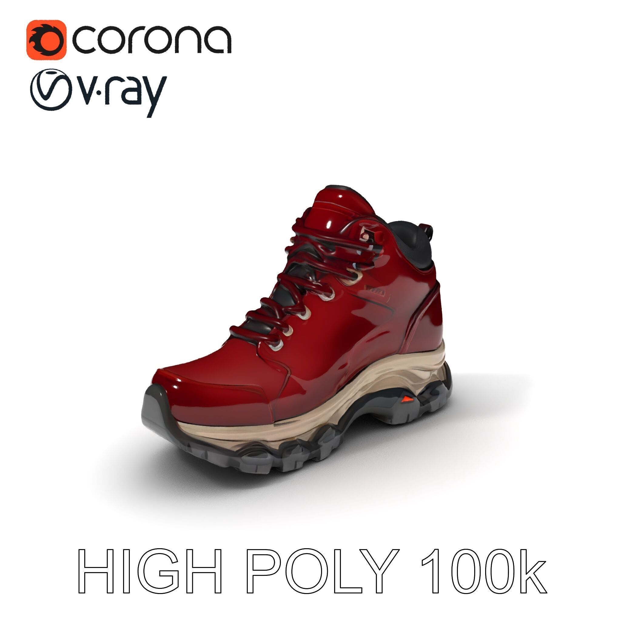 Rugged Hiking Boot D Model Pack Low-poly 3D model_3