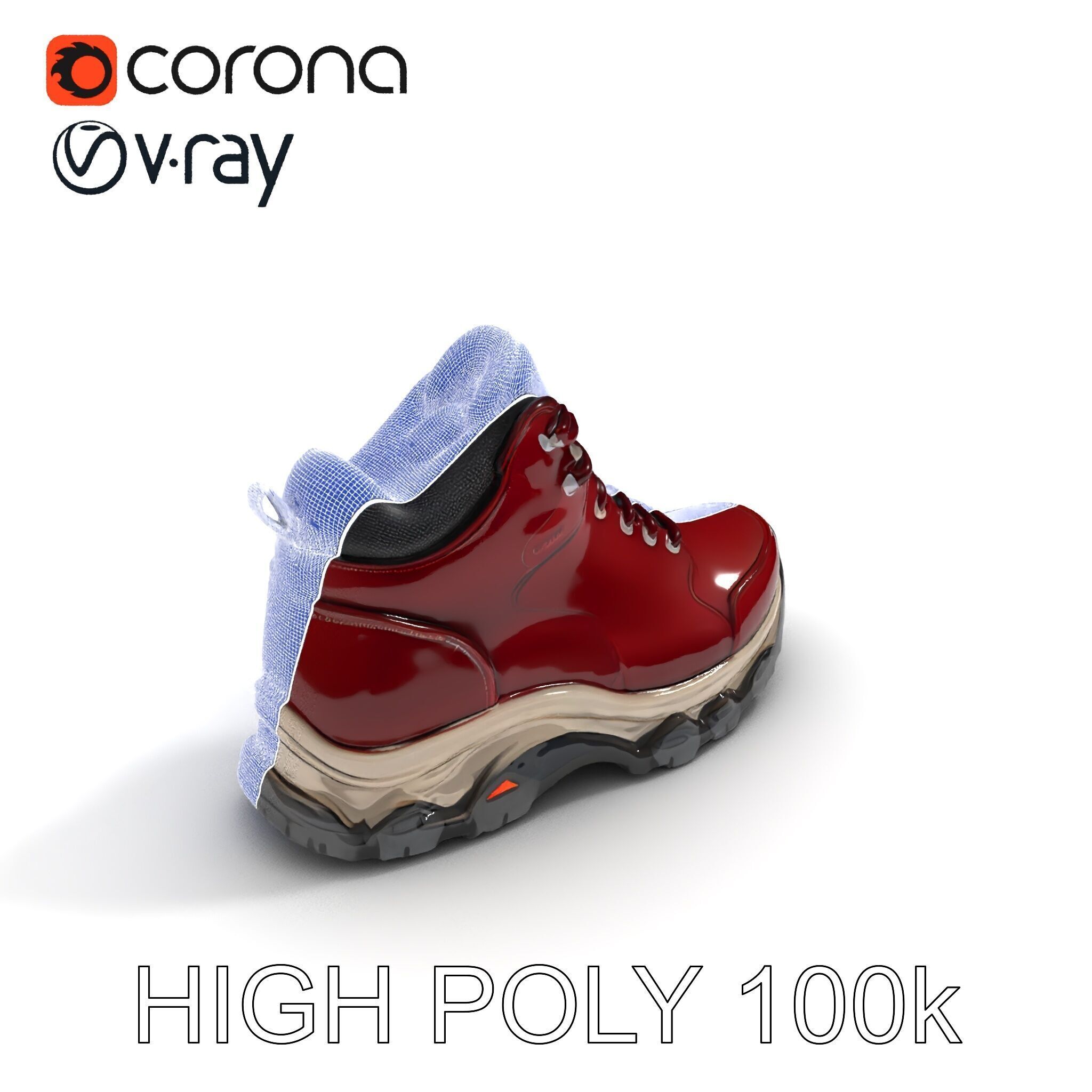 Rugged Hiking Boot D Model Pack Low-poly 3D model_21